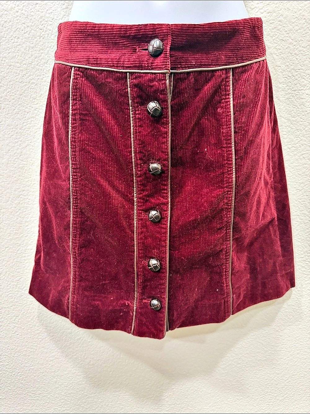 VERONICA BEARD -Corduroy with trim Mini Skirt in Red Size 0